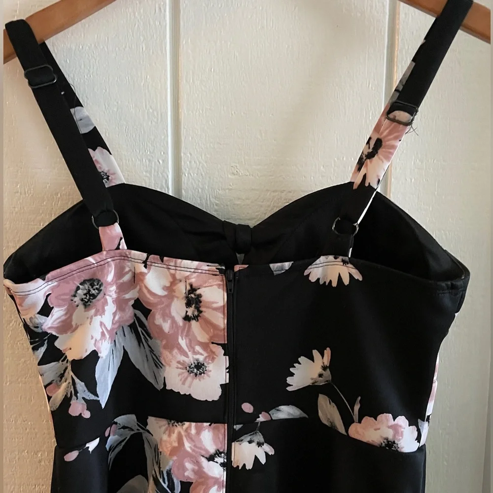 Sequin Hearts Black and Pink Floral Party Dress 13 - Picture 5 of 7